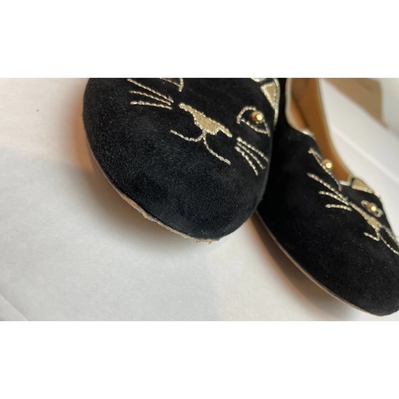 Charlotte Olympia Embroidered Velvet Kitty flats - Picture 9 of 12